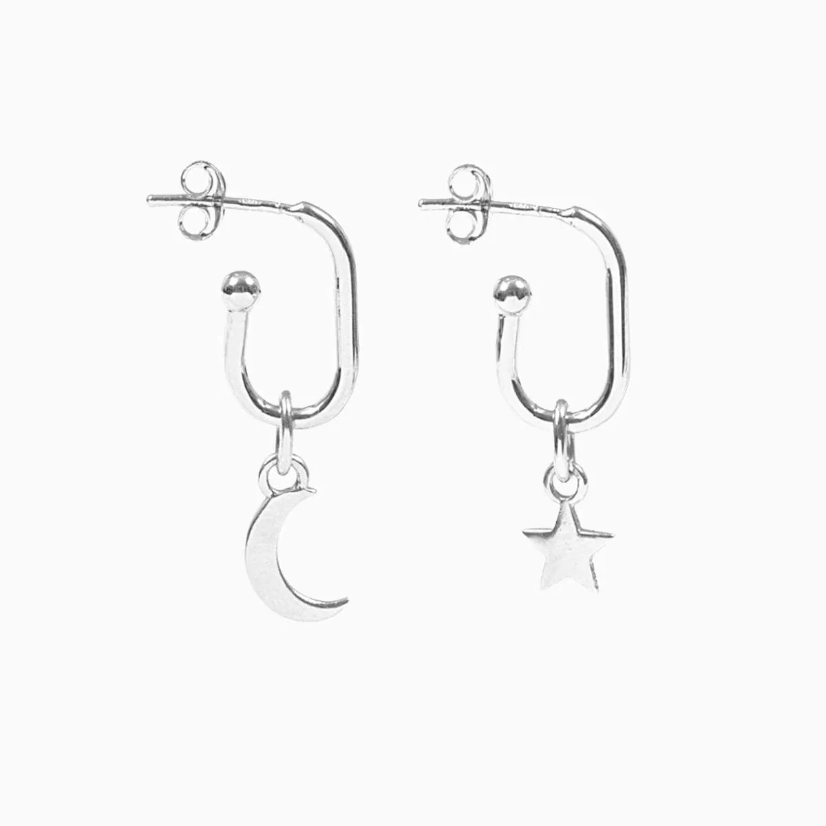 Roma Star & Crescent Moon Earrings (Silver)