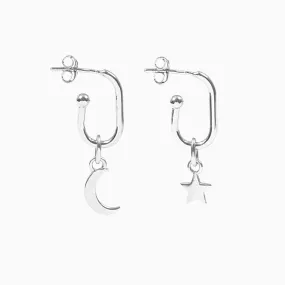 Roma Star & Crescent Moon Earrings (Silver)