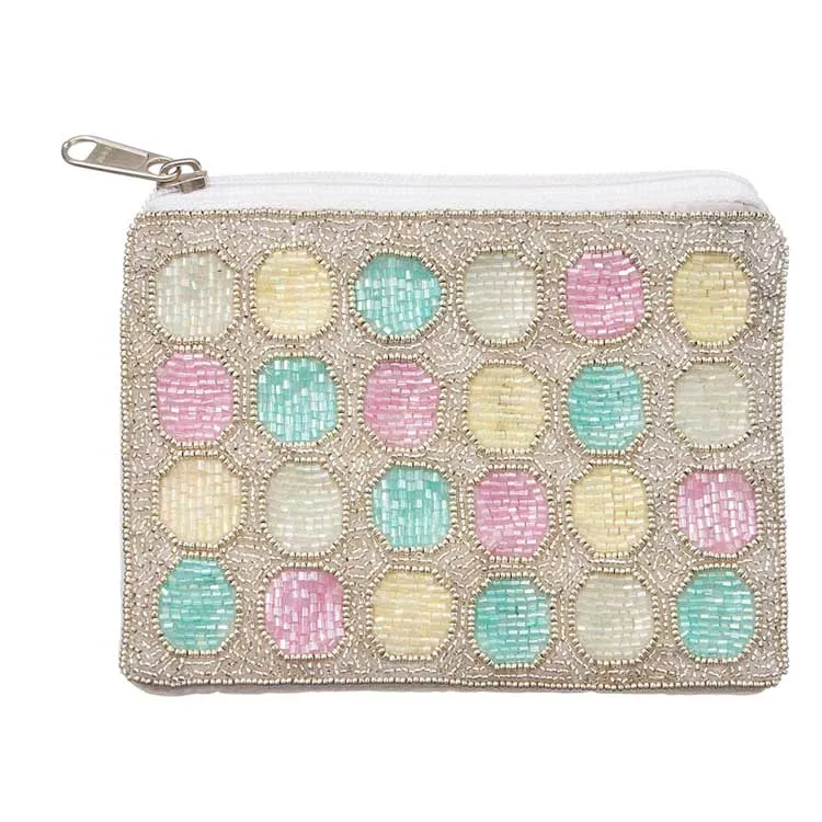 Round Seed Beaded Mini Pouch Bag