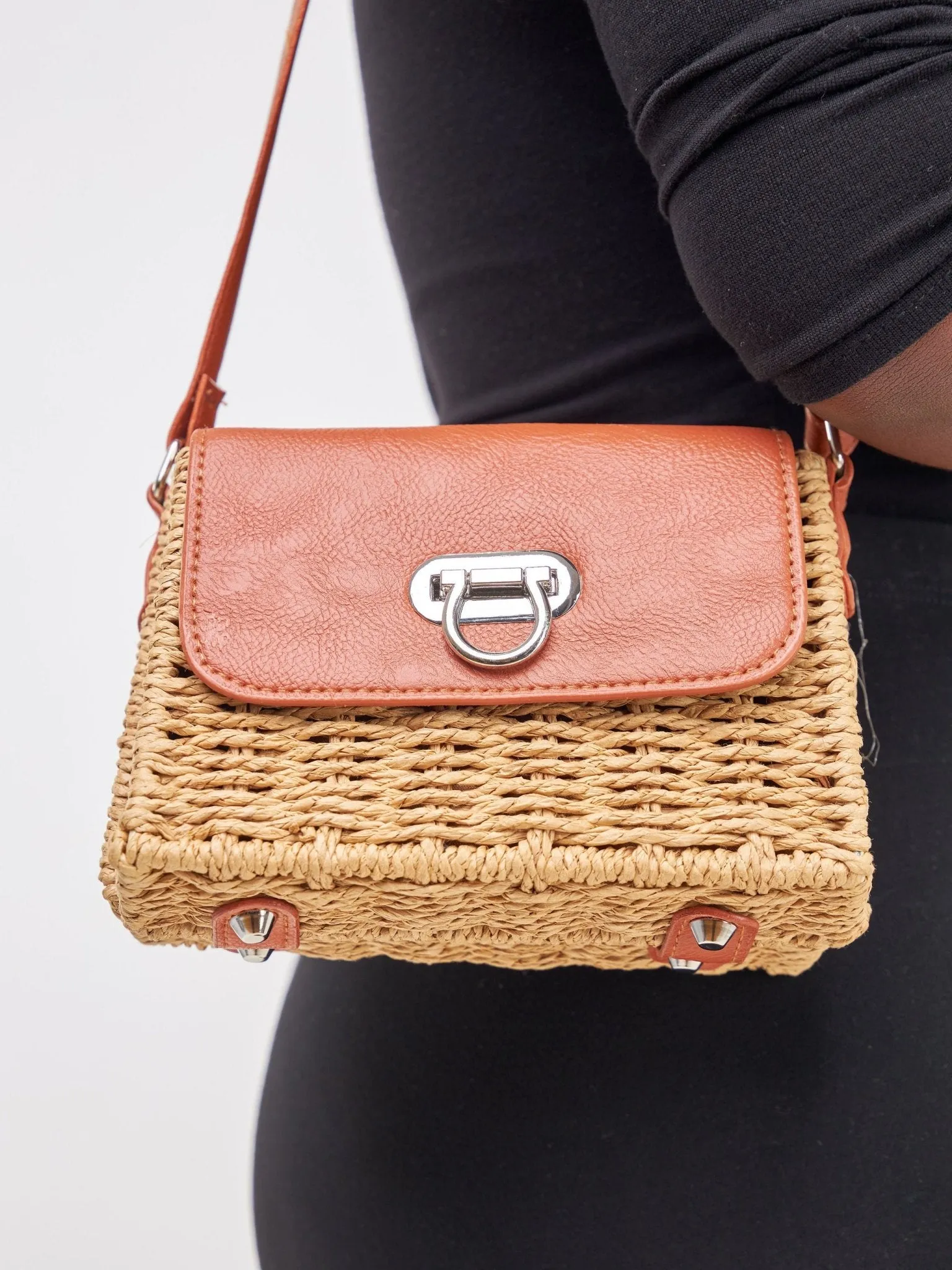 Sayuri Square Mini Rattan Bag - Brown