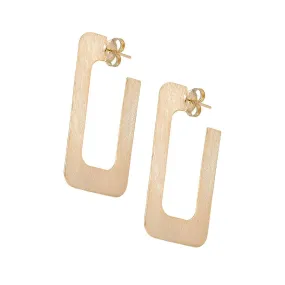 Sheila Fajl Small Rectangular Vada Hoop Earrings in Brushed Champagne