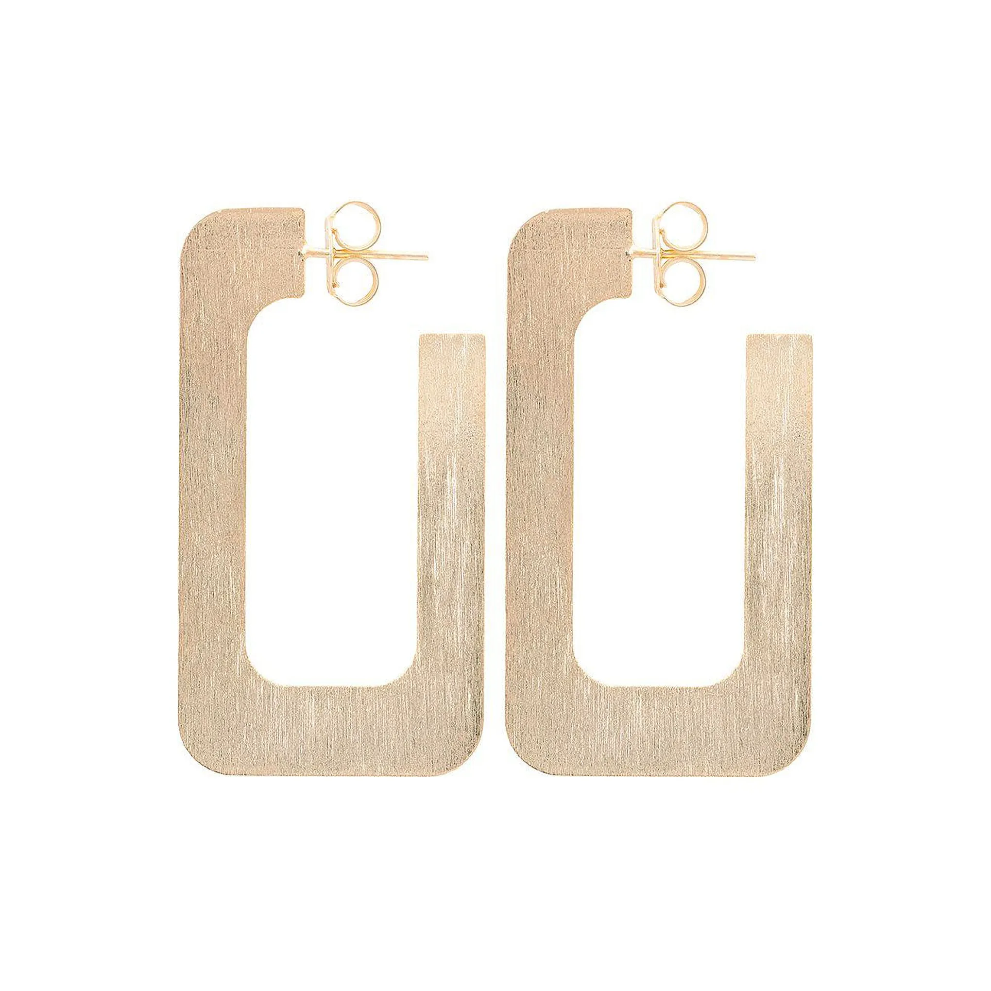 Sheila Fajl Small Rectangular Vada Hoop Earrings in Brushed Champagne