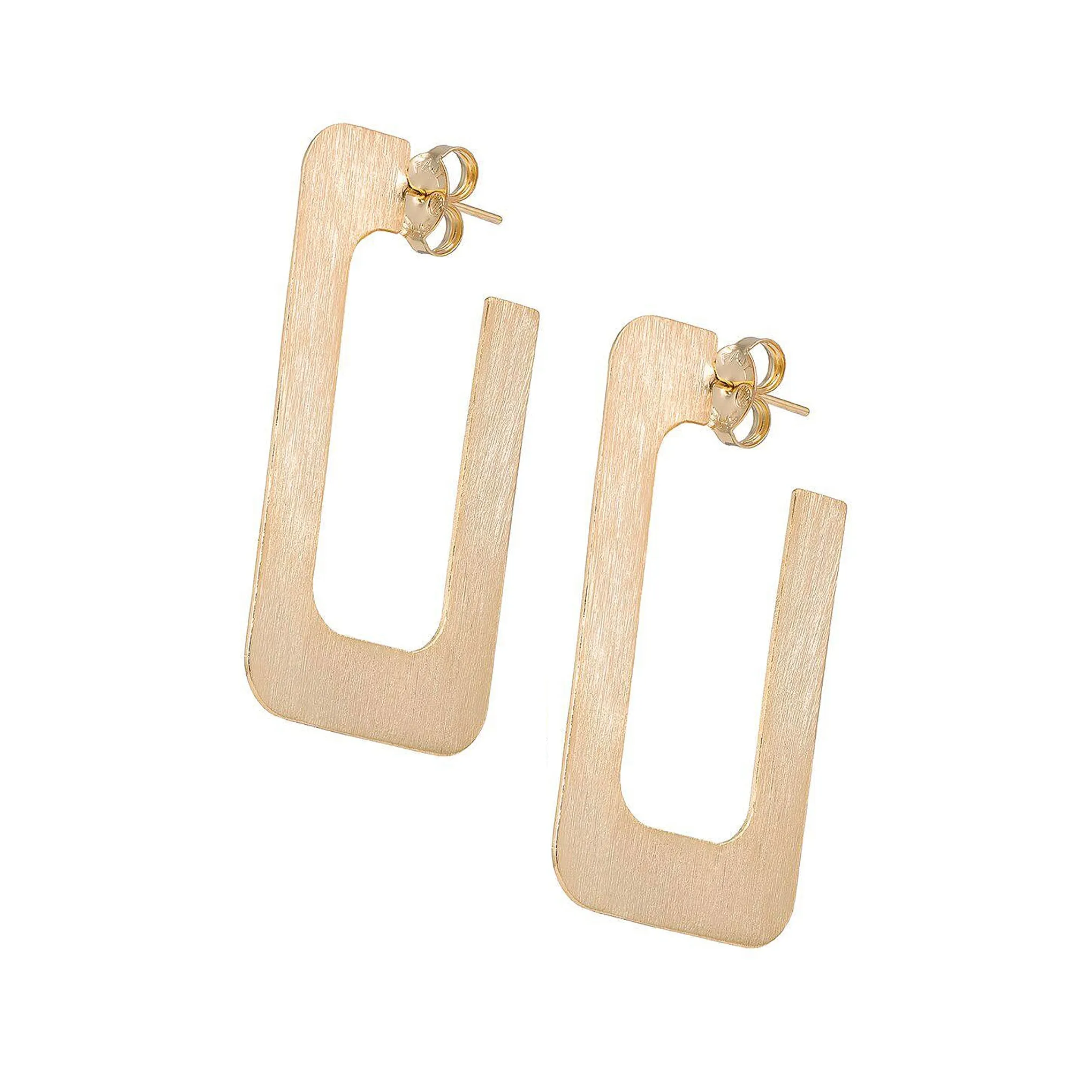 Sheila Fajl Small Rectangular Vada Hoop Earrings in Brushed Champagne