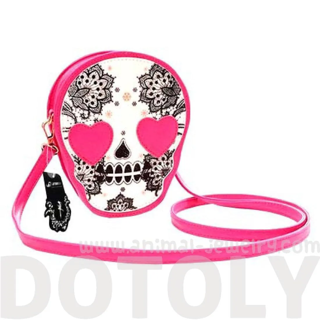 Skeleton Skull with Heart Shaped Eyes Shaped Cross Body Shoulder Bag