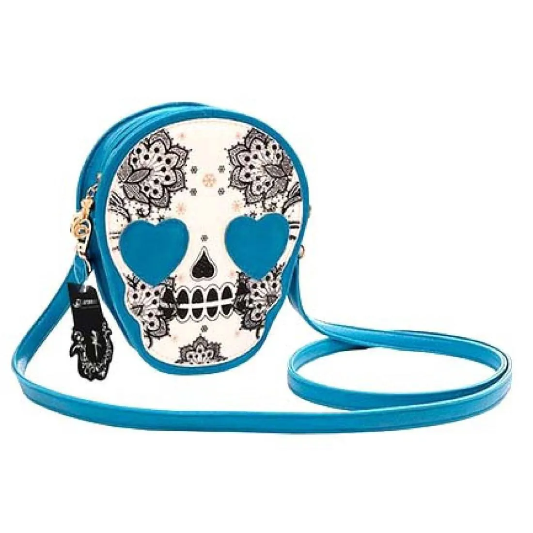 Skeleton Skull with Heart Shaped Eyes Shaped Cross Body Shoulder Bag