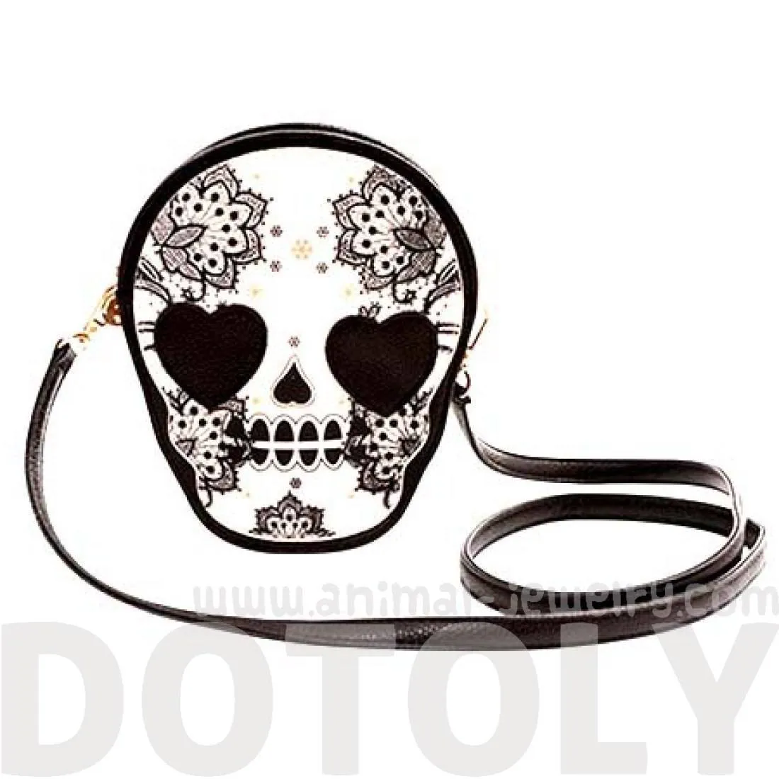 Skeleton Skull with Heart Shaped Eyes Shaped Cross Body Shoulder Bag