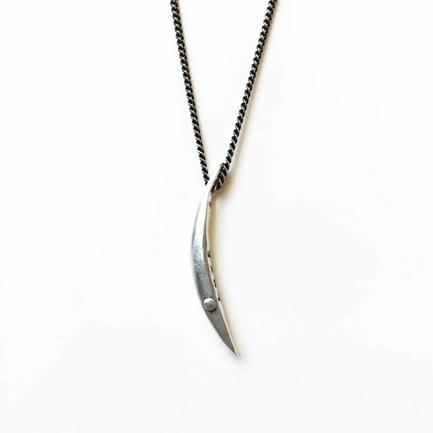 Sliver of a Crescent Moon Love Necklace in Silver