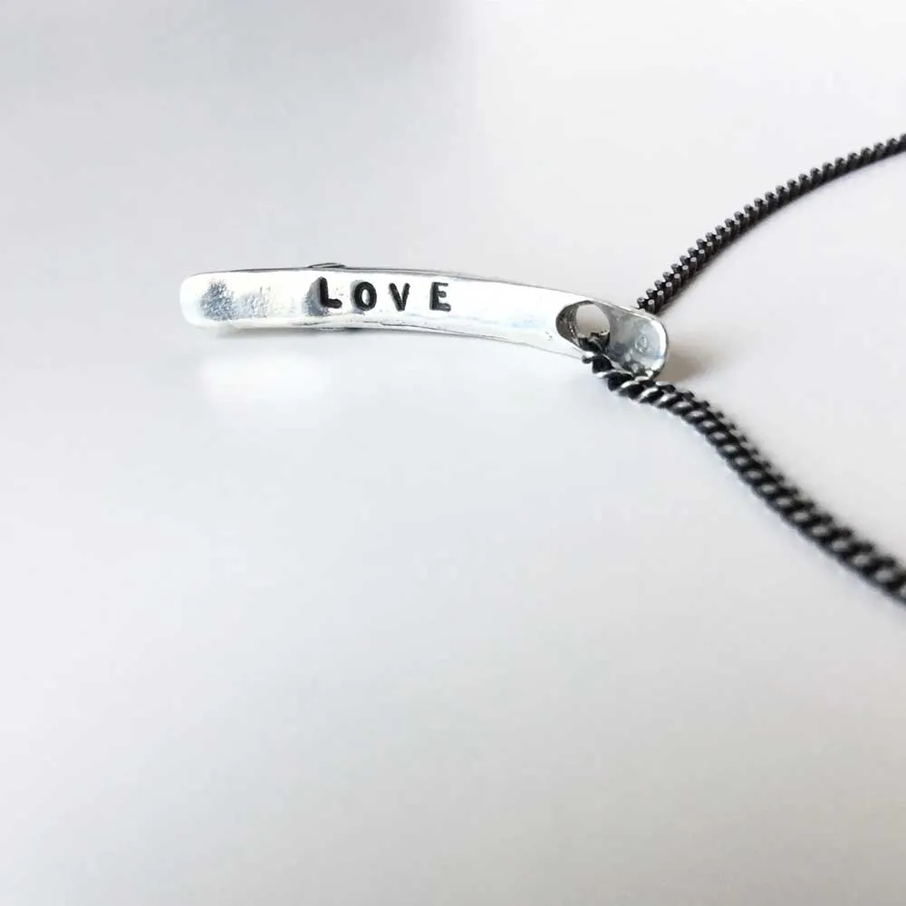 Sliver of a Crescent Moon Love Necklace in Silver