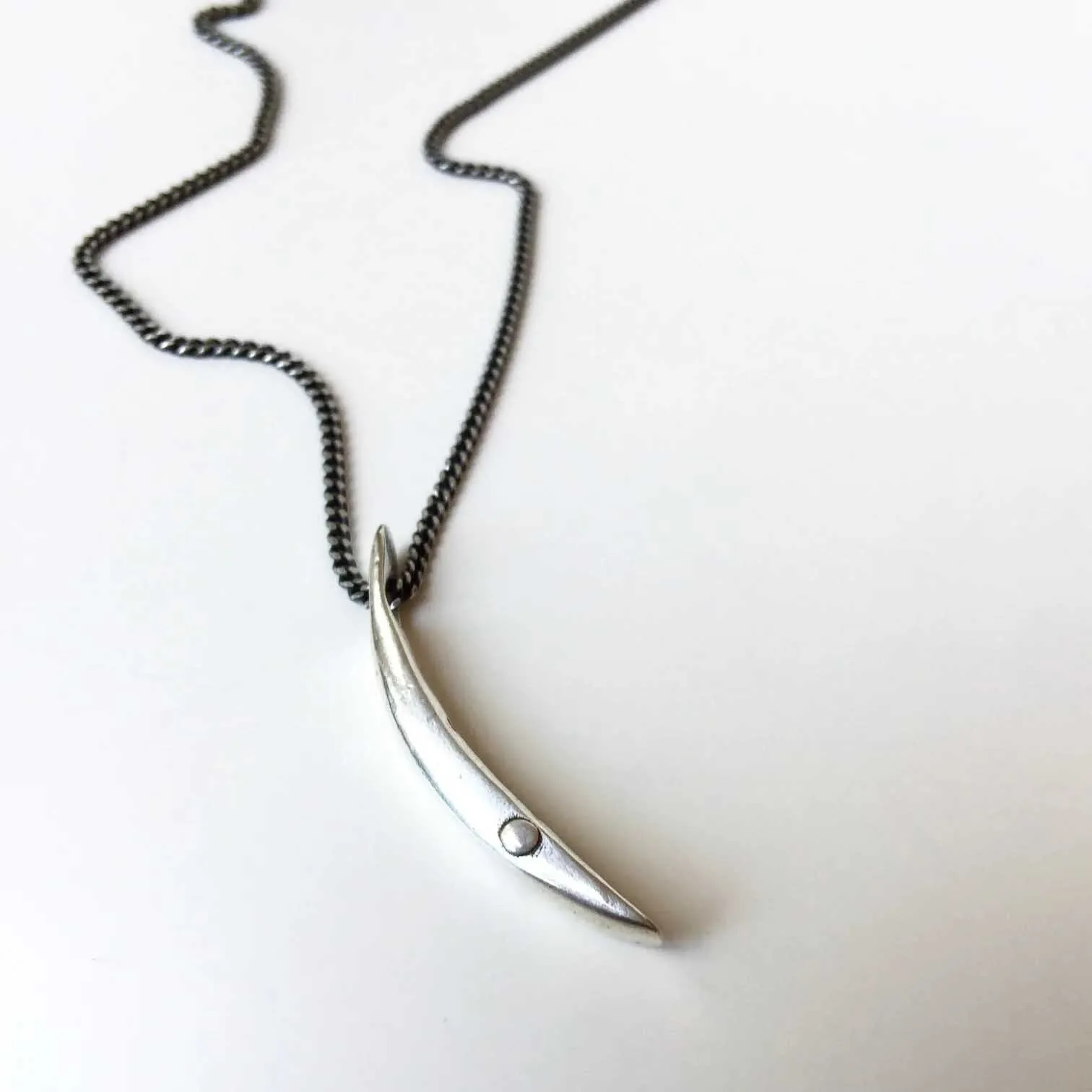 Sliver of a Crescent Moon Love Necklace in Silver