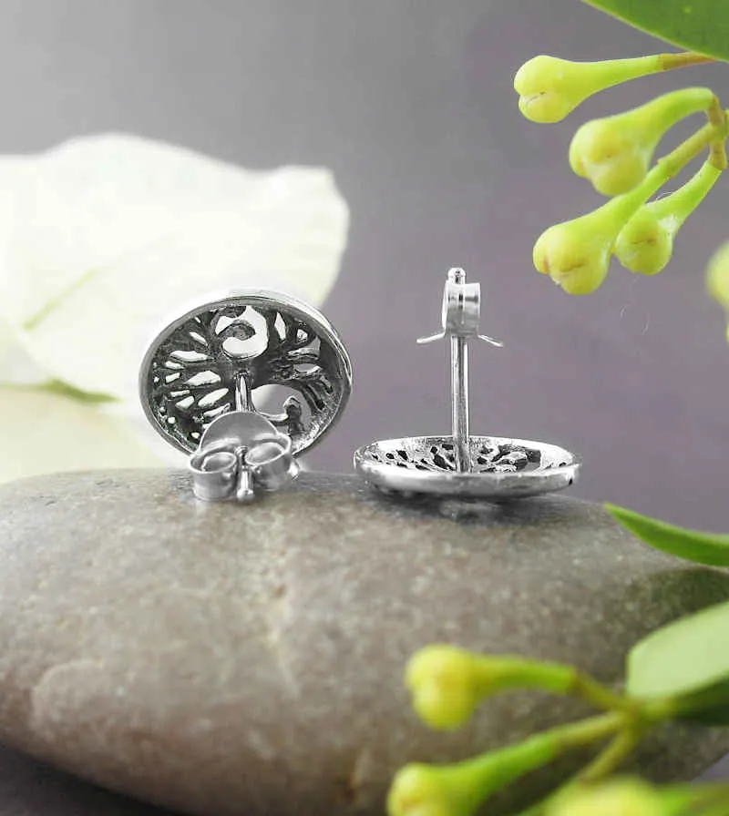 Small Round Tree of Life Stud Earrings