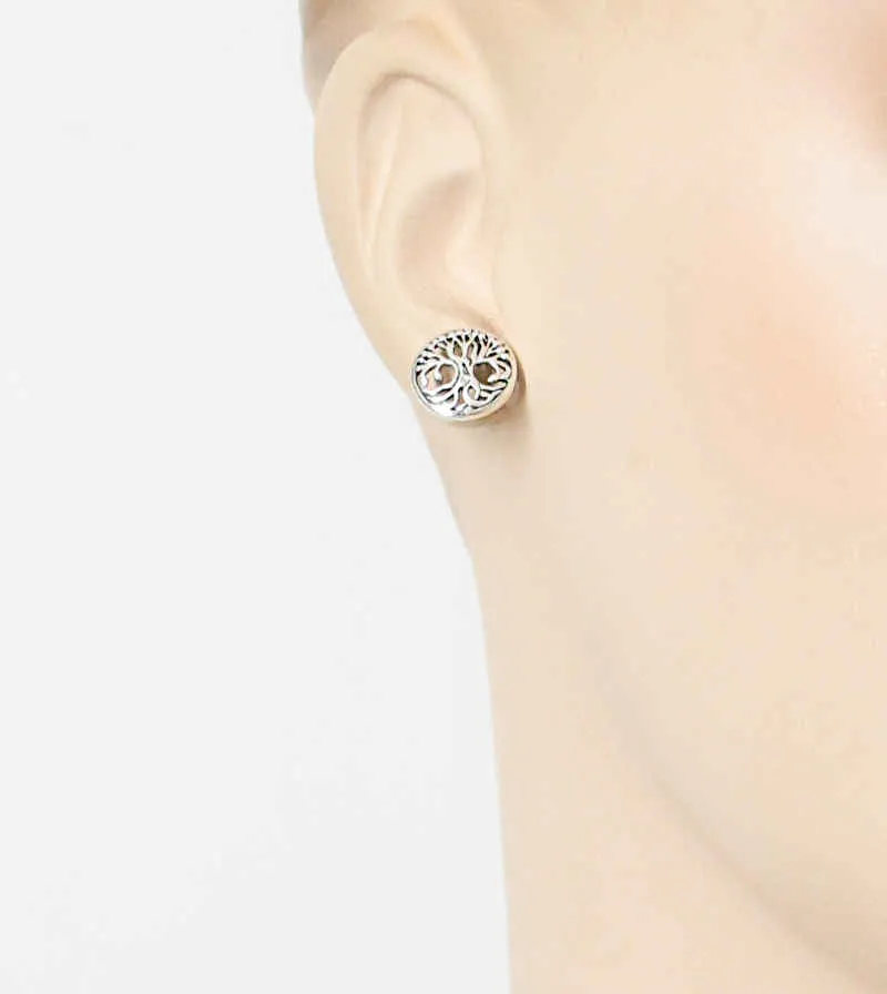 Small Round Tree of Life Stud Earrings