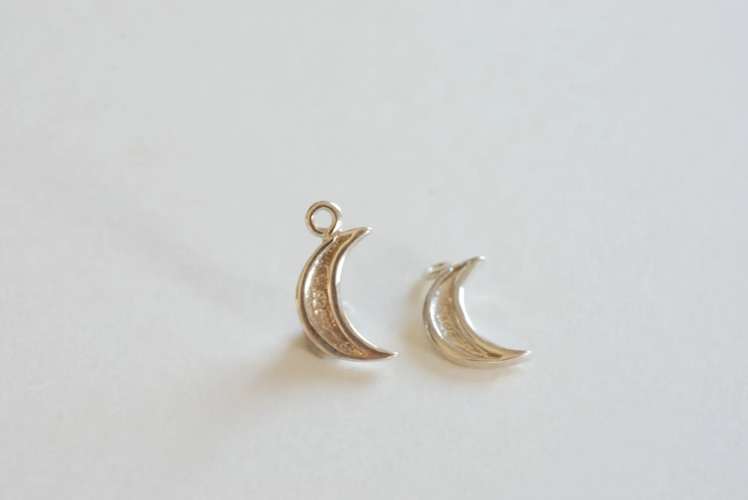 Sterling Silver Wholesale Crescent Moon- 2 pcs Small Silver crescent moon, sterling silver moon, Silver or Gold Half moon charms, 24