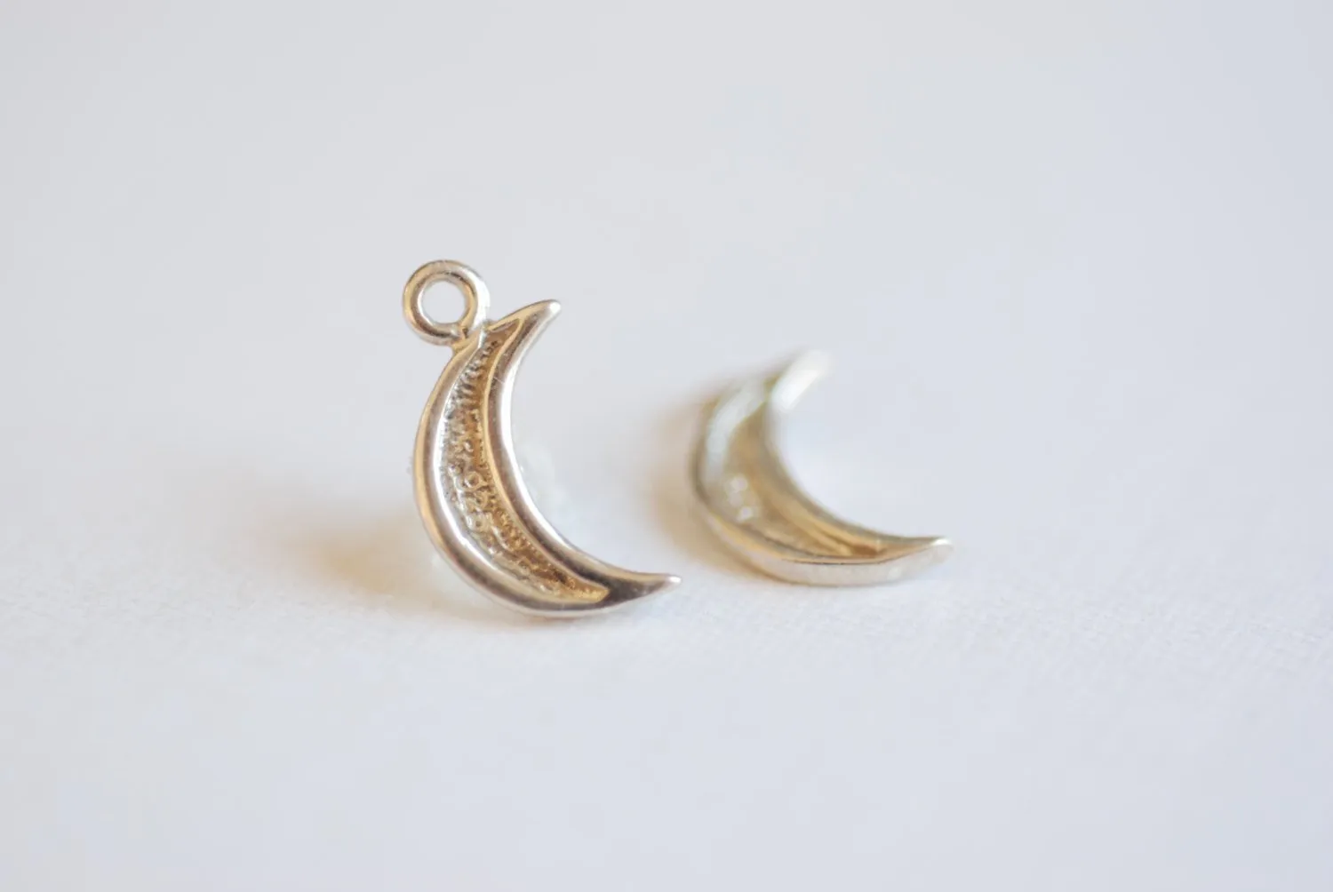 Sterling Silver Wholesale Crescent Moon- 2 pcs Small Silver crescent moon, sterling silver moon, Silver or Gold Half moon charms, 24