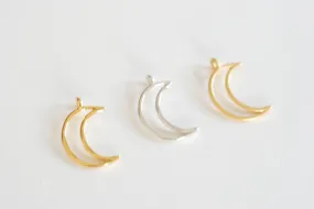 Sterling Silver Wholesale Open Crescent Moon Charm- Moon Charm, Gold Half Moon Charm, Silver or Gold Moon Charm, Silver Tusk Charm,52