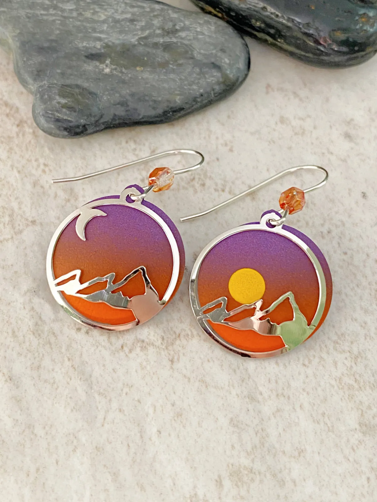 Sunset & Moonrise Mountain Dangles by Adajio