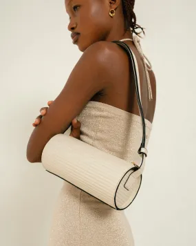 The I Pleated Cream Leather Shoulder Bag