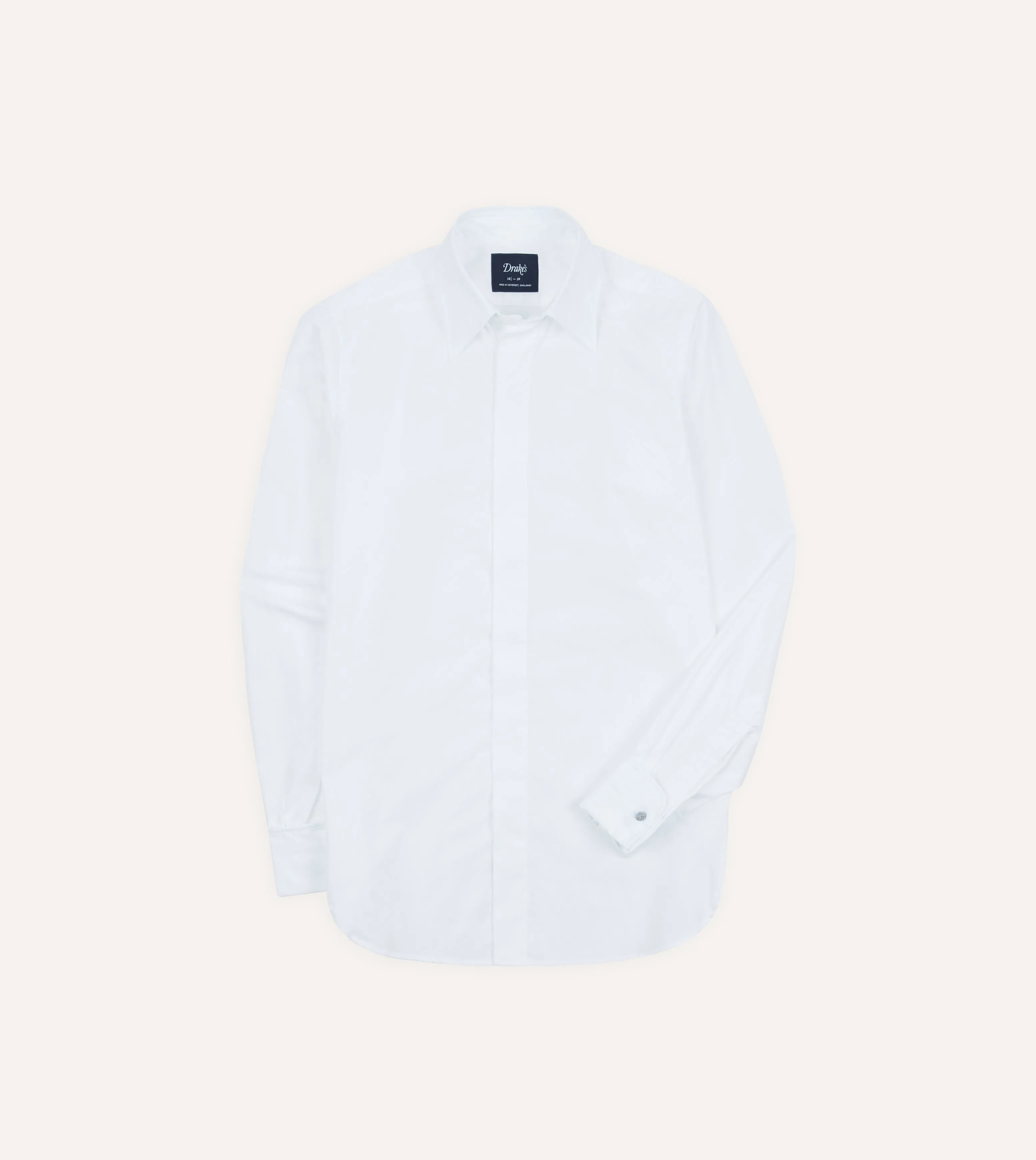 White Cotton Long Point Collar Dinner Shirt