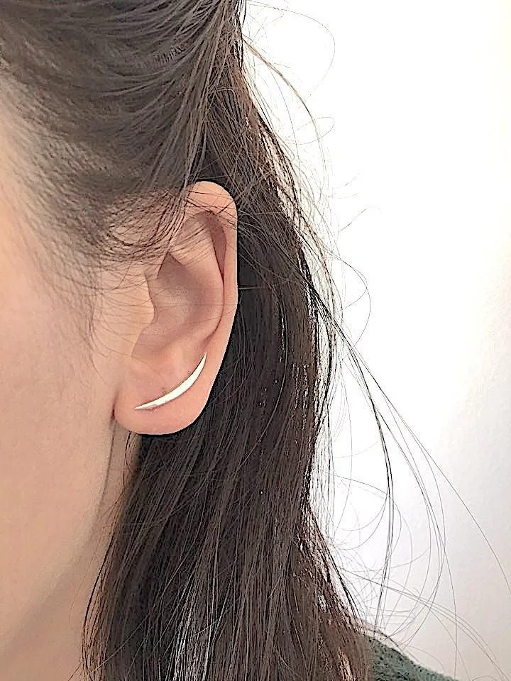 Wholesale Shiny Rose Gold Crescent Moon Ear Climbers- Moon Earrings, Ear Crawlers, Ear Climbers, Moon Ear Pin, Moon Ear Cuff,Moon Ear Crawler Earrings