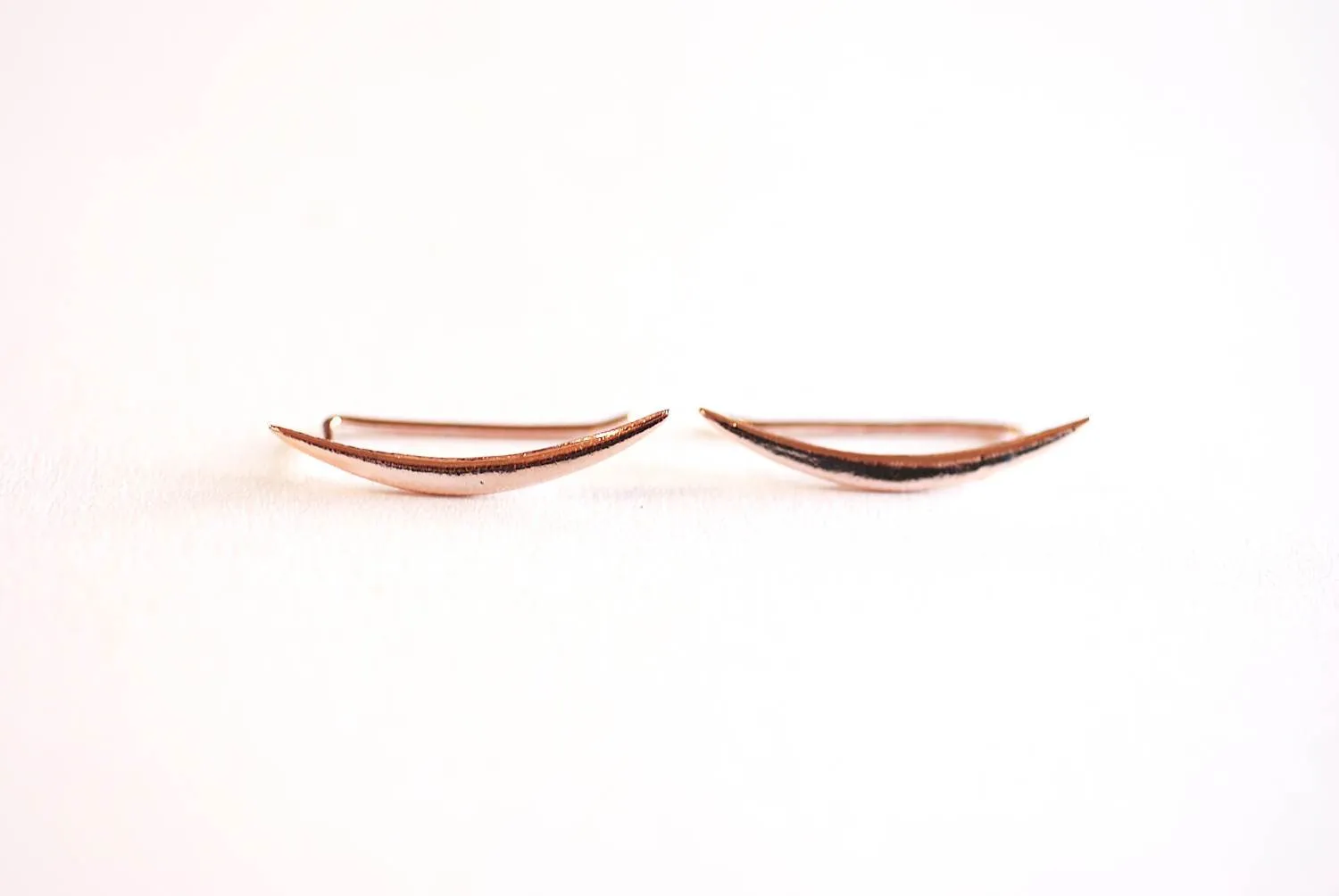 Wholesale Shiny Rose Gold Crescent Moon Ear Climbers- Moon Earrings, Ear Crawlers, Ear Climbers, Moon Ear Pin, Moon Ear Cuff,Moon Ear Crawler Earrings